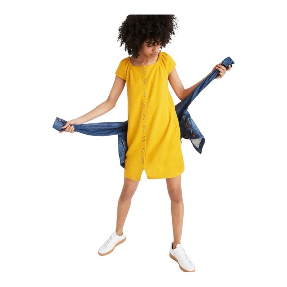 Madewell Texture & Thread Cotton Cap-Sleeve DressTungsten Glow Size S - Picture 1 of 12